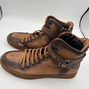 Jump New York Sullivan Brown Leather High Top Boot Sneakers In 12